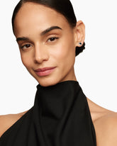 Petite Chatelaine® Pavé Bezel Stud Earrings in Sterling Silver with Black Onyx and Diamonds, 5mm